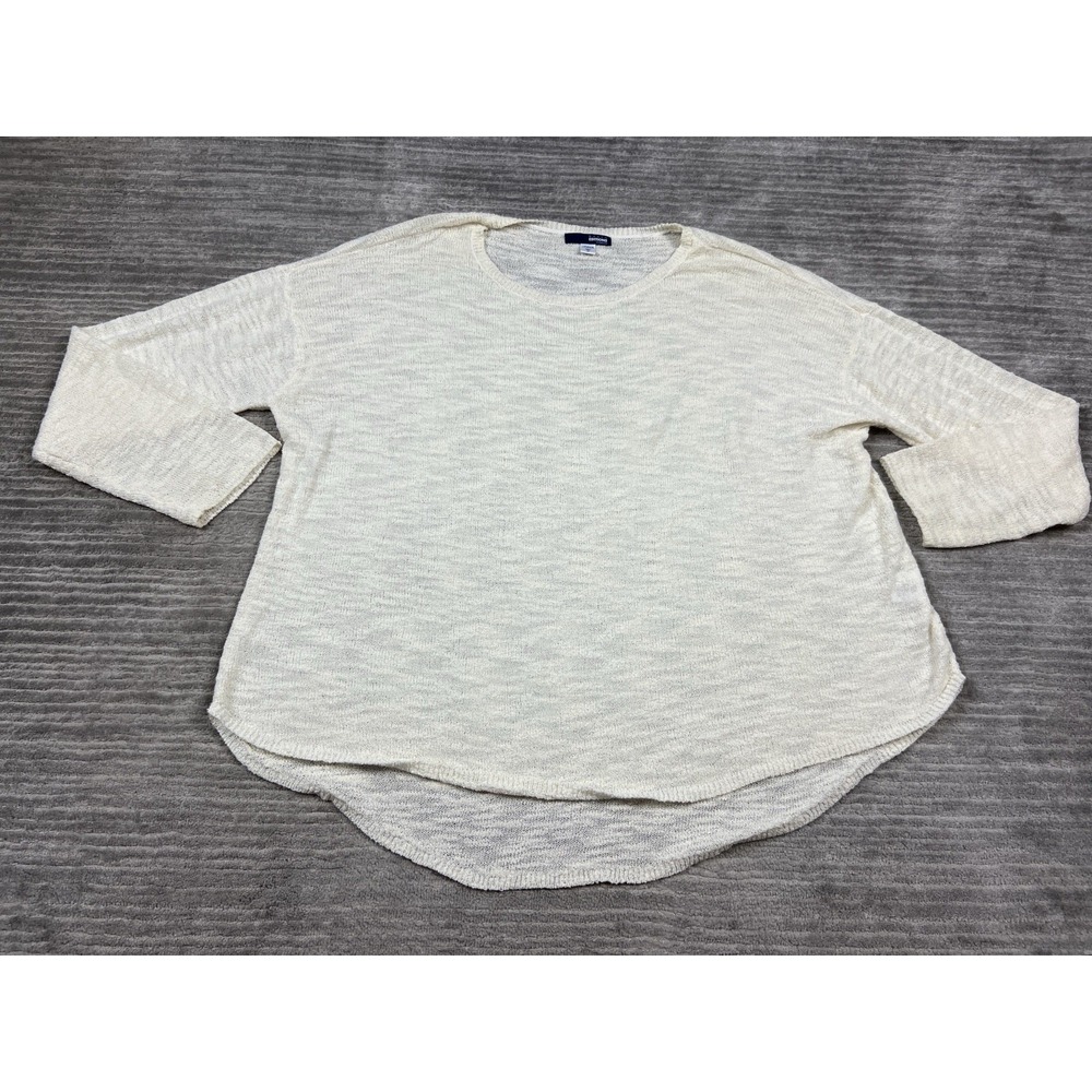 Basic Editions Sweater Womens 3X‎ Ivory Long Sleeve Acrylic Blend Semi Sheer